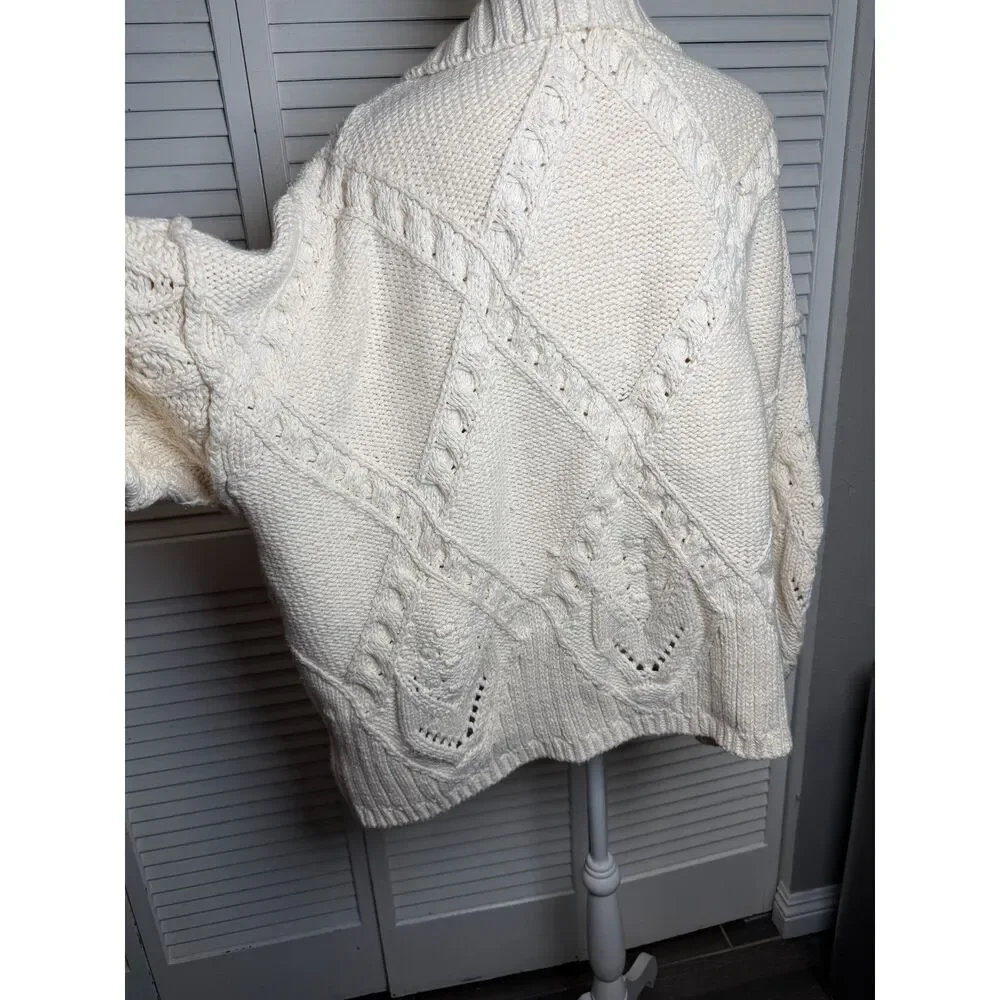 Free People Heart You Cardigan Ivory Button-Up Cardigan Sweater Size Medium